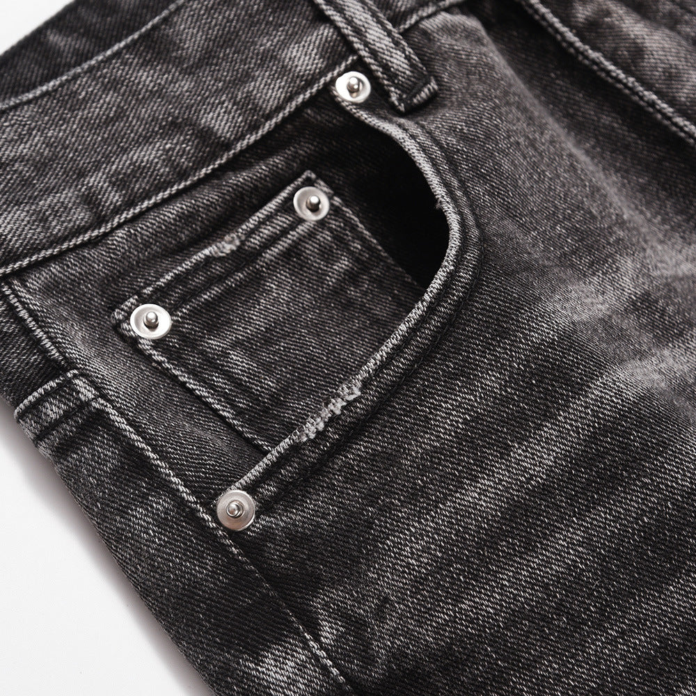 Washed Distressed Wide-Leg Jeans Men's European and American Punk INS Personalized Loose Hole Frayed Flare Pants
