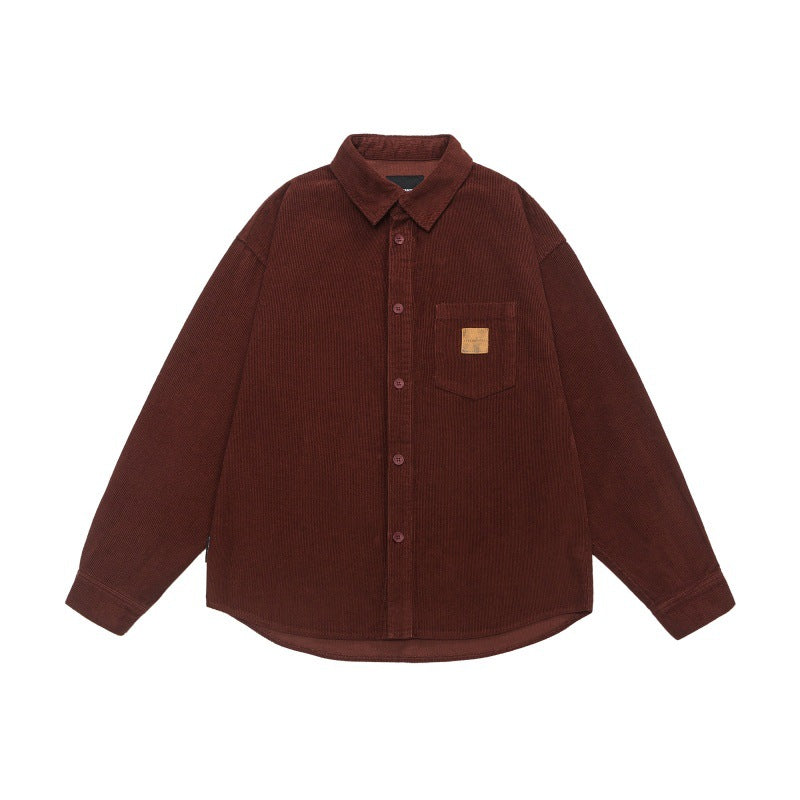 Simple solid color top men's lapel shirt