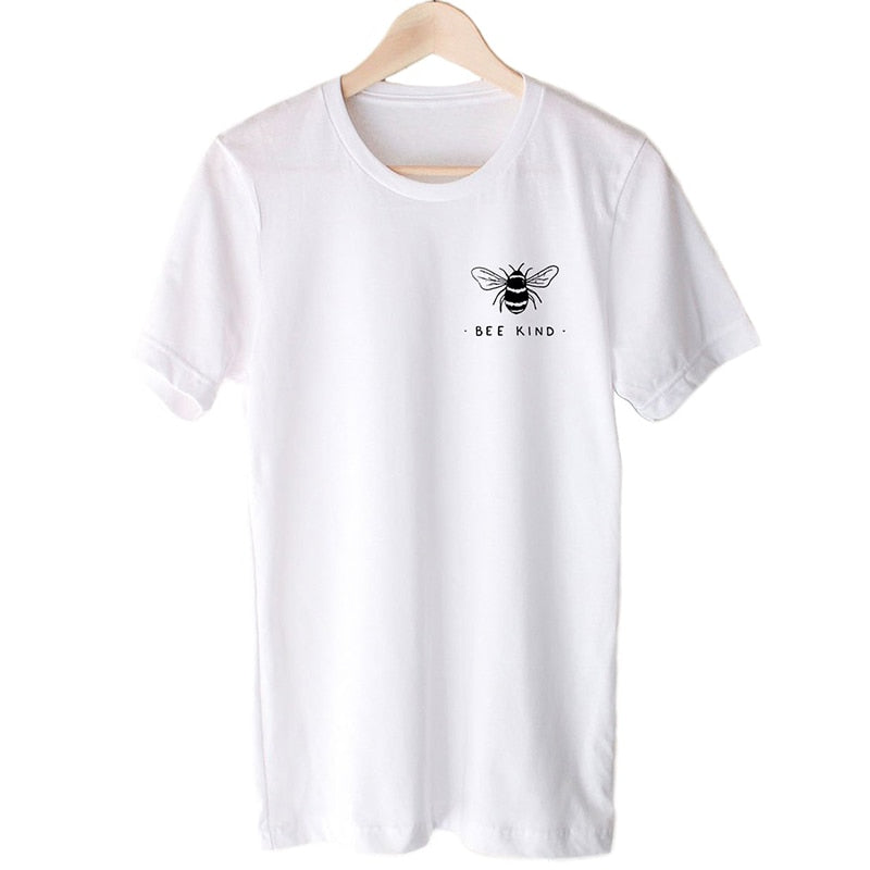 Bee Kind Pocket Print Tshirt Women Tumblr Save The Bees Graphic Tees Women Plus Size T Shirts Cotton O Neck Tops
