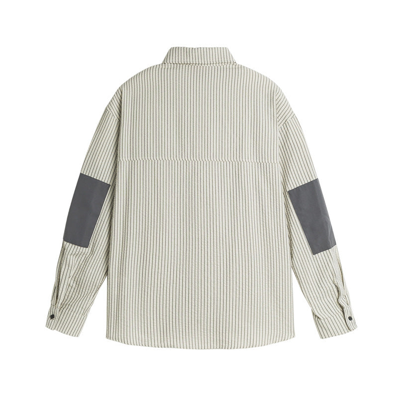 Minimally contrasting striped long sleeved men's casual shirt