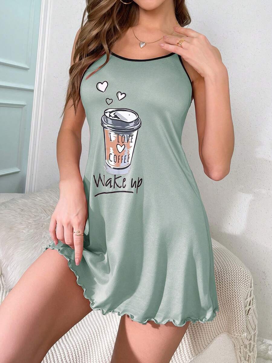Sexy Lingerie Suspender Dress Sleepwear Multi-Color Print Nightgown Erotic Set