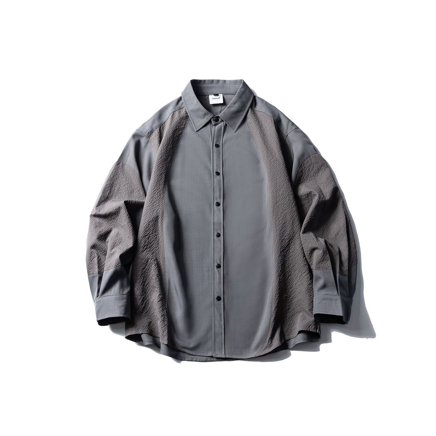 Deconstructing Bubble Yarn Color blocked Splicing Long sleeved Shirt