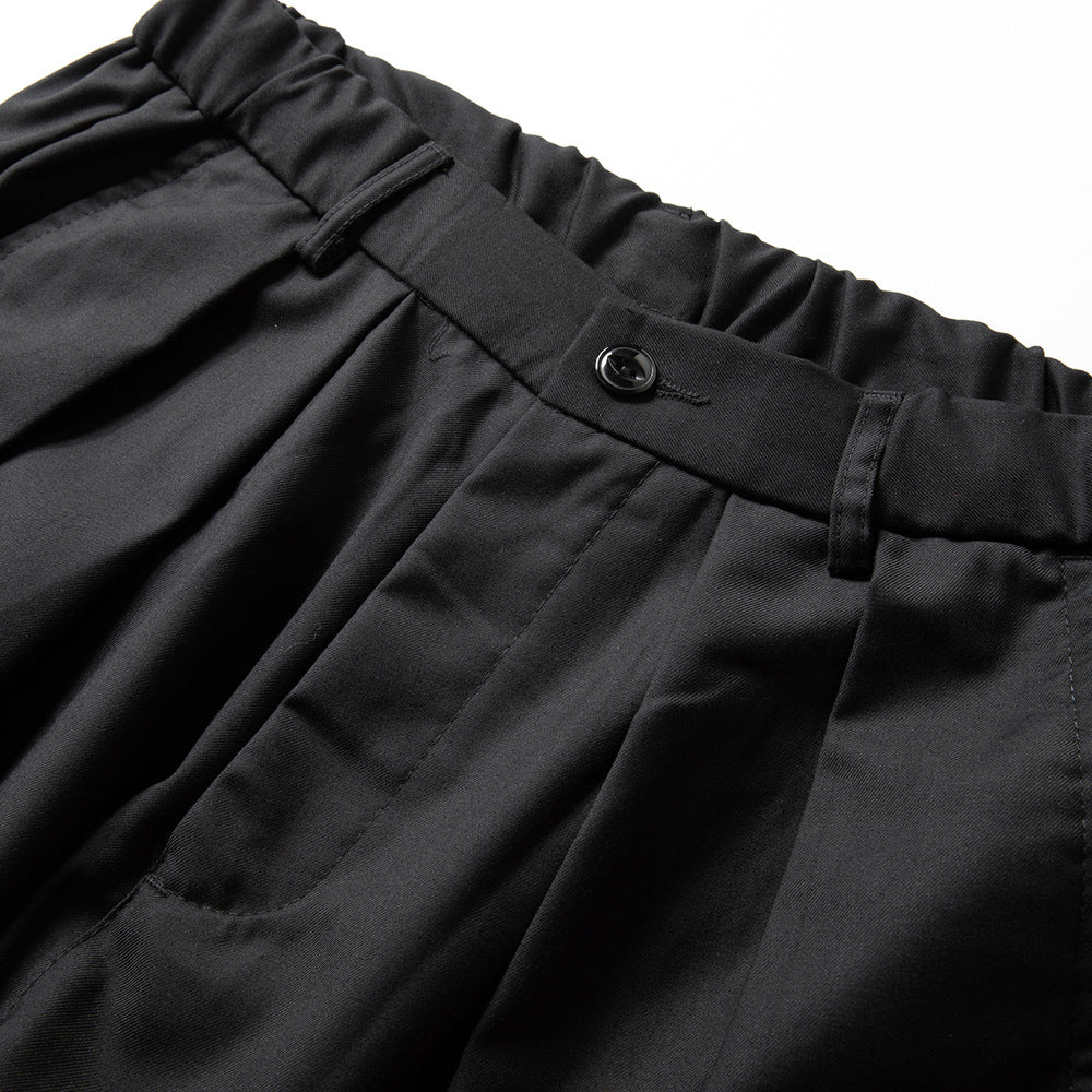 Solid Color Pleated Casual Suit Pants Men's Street Style Long Trousers Loose Fit Sports Pants