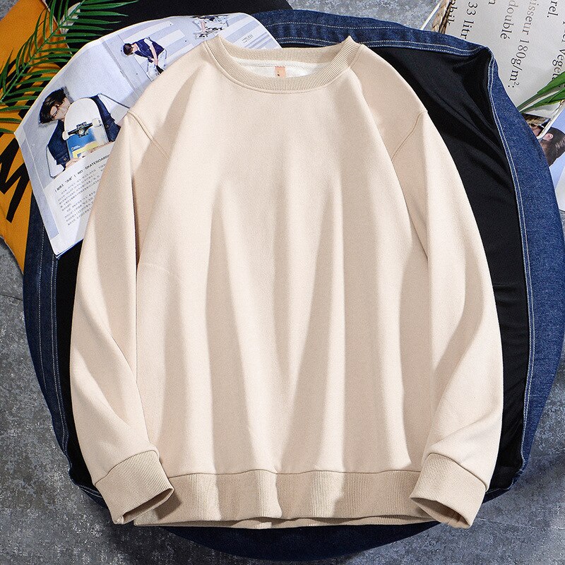 Spring Autumn New Mens Hoodie Casual Cotton Fleece Long Sleeve Men Sweatshirt Round Neck Multicolor Fashion Loose Tops 5XL