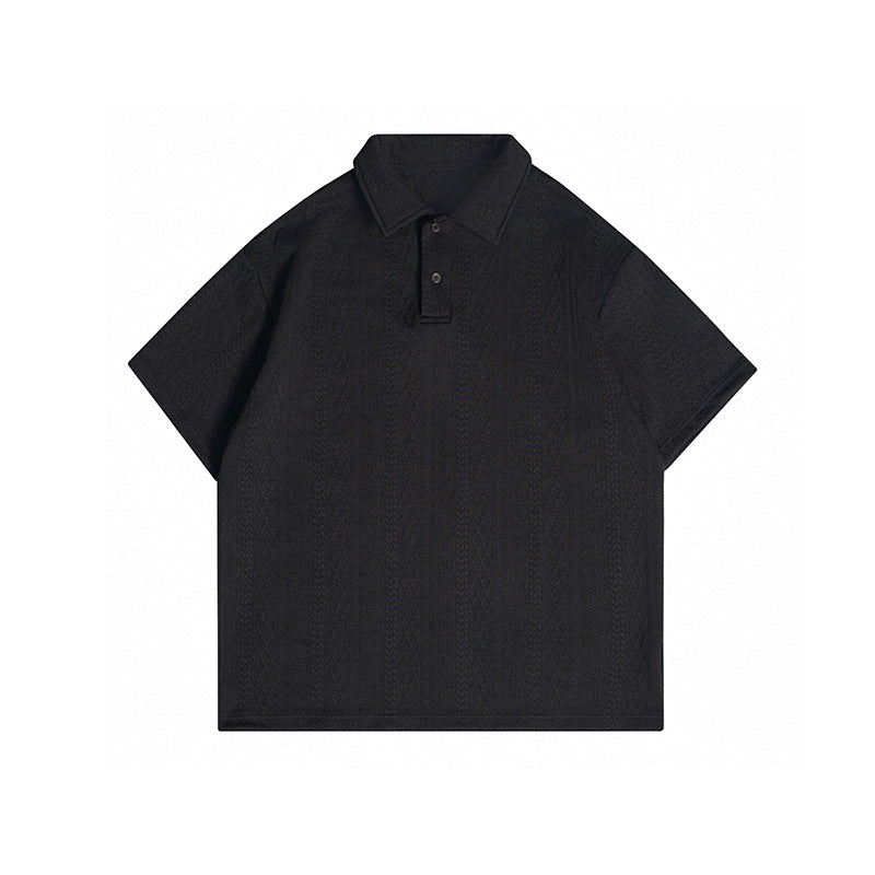 Jacquard texture polo shirt short sleeved men's T-shirt