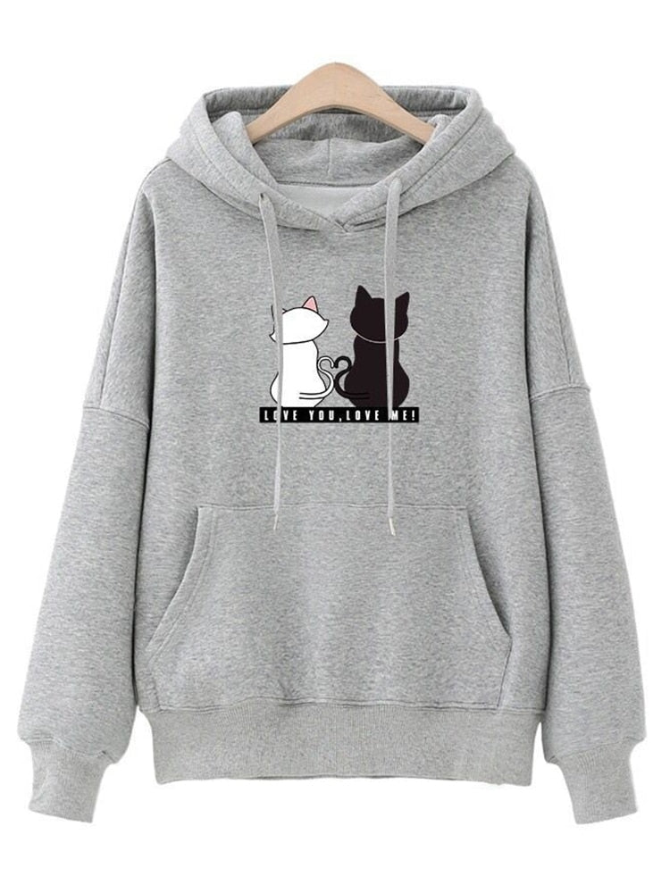 Streetwear Hoodies Women Sweatshirt Autumn Long Sleeve Hoodies Harajuku Hoodie Cute Cat Print Sweatshirt for Women