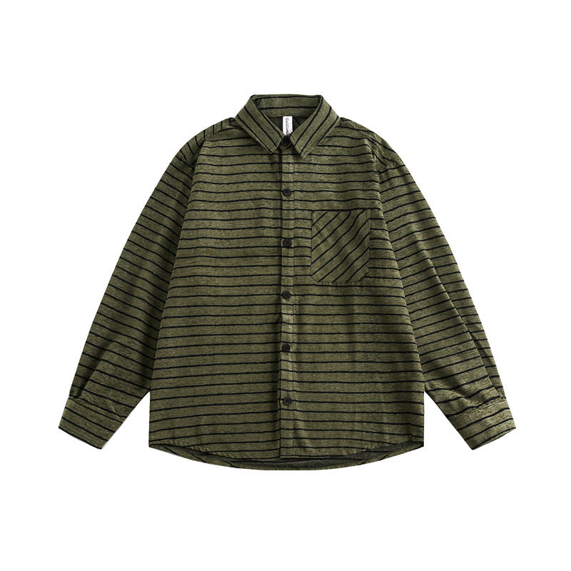 Workwear striped long sleeved shirt for casual men and women