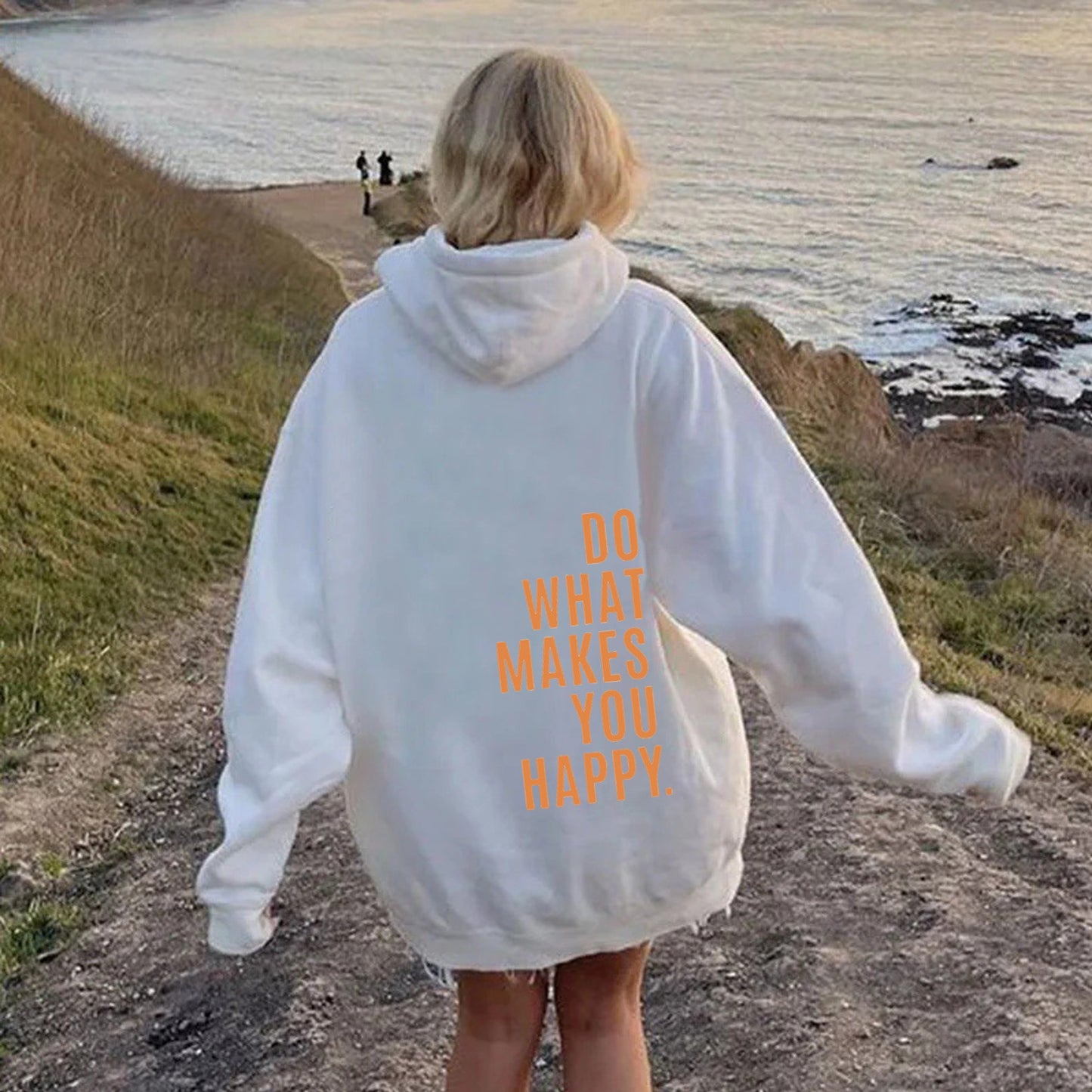 Do What Makes You Happy Hoodie with Dropped Shoulders