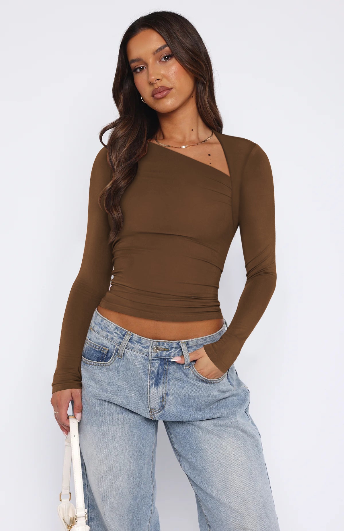 Slant neck women's T-shirt