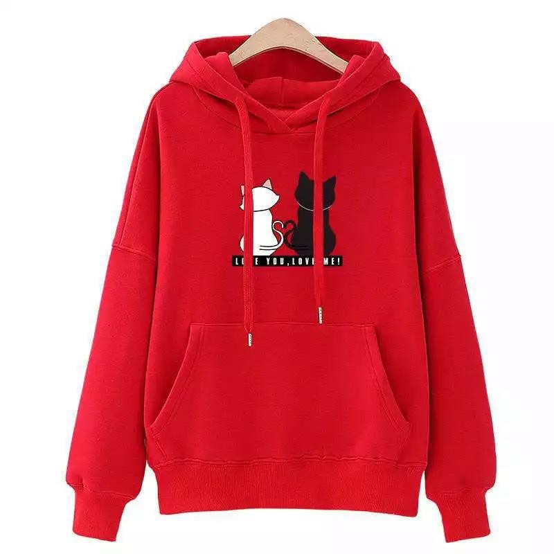 Streetwear Hoodies Women Sweatshirt Autumn Long Sleeve Hoodies Harajuku Hoodie Cute Cat Print Sweatshirt for Women