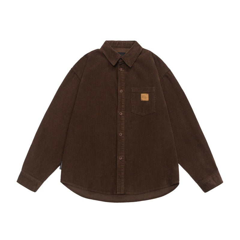 Simple solid color top men's lapel shirt