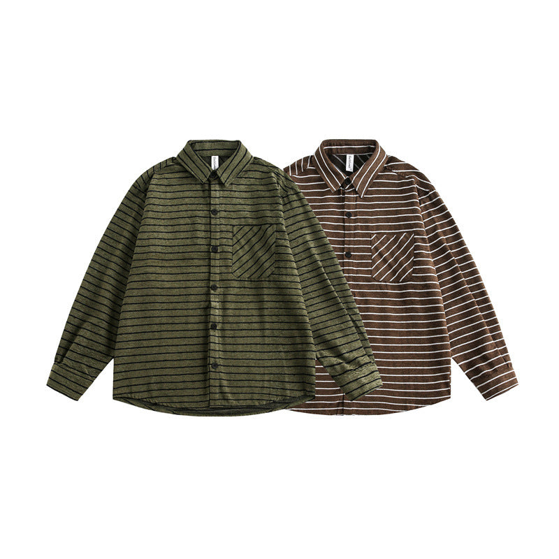 Workwear striped long sleeved shirt for casual men and women