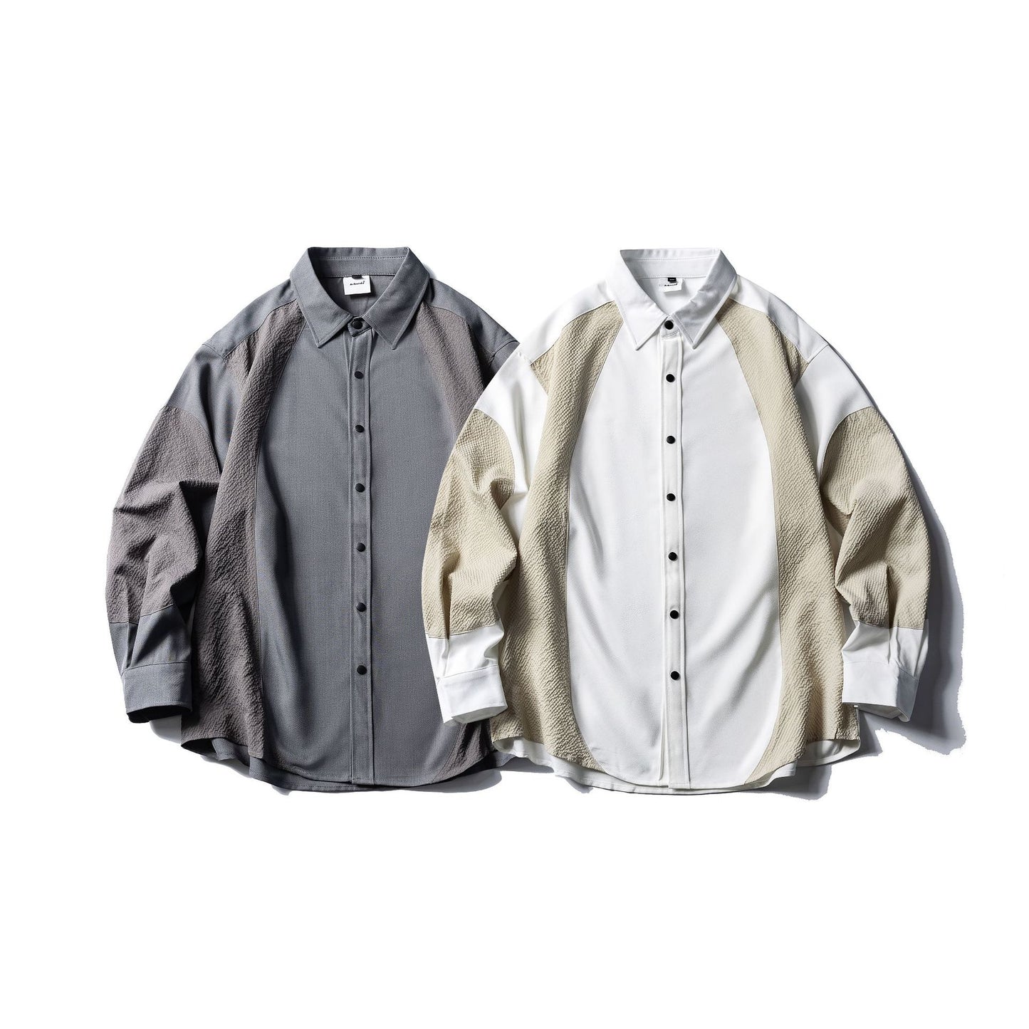 Deconstructing Bubble Yarn Color blocked Splicing Long sleeved Shirt