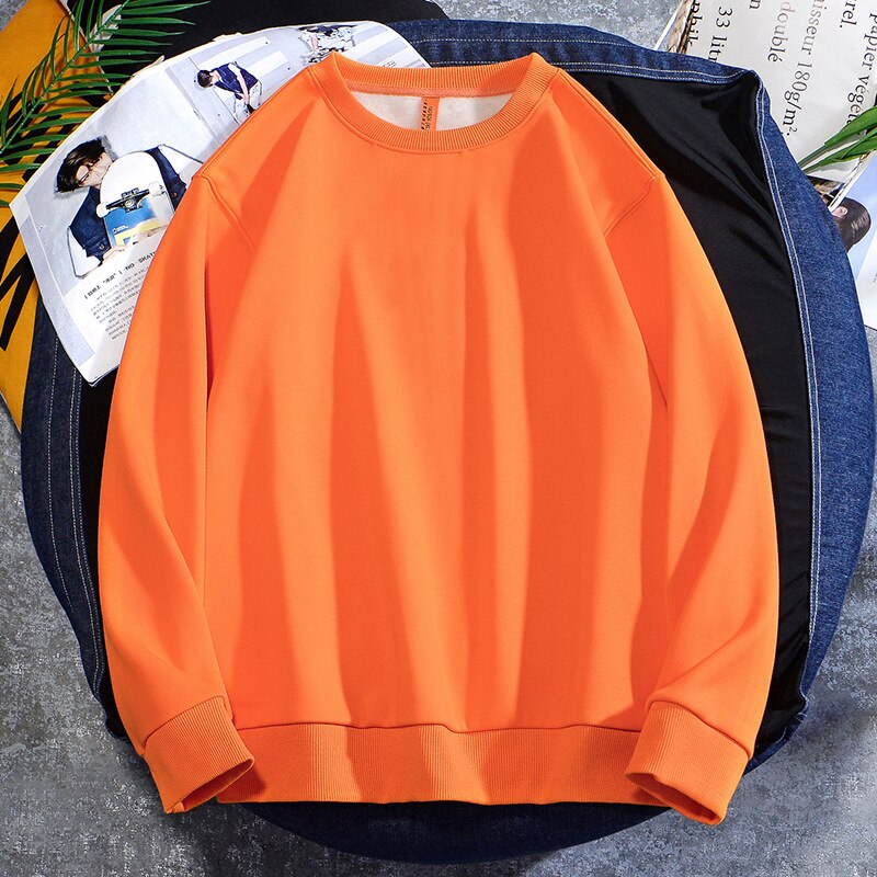 Spring Autumn New Mens Hoodie Casual Cotton Fleece Long Sleeve Men Sweatshirt Round Neck Multicolor Fashion Loose Tops 5XL