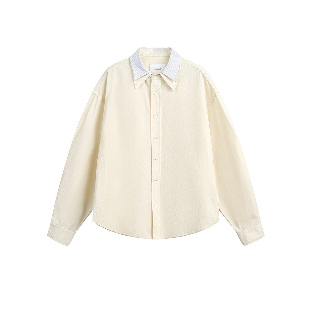 Double collar casual long sleeved shirt