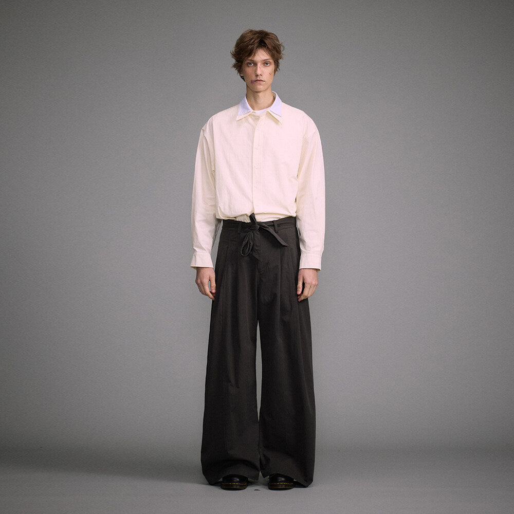 Double collar casual long sleeved shirt