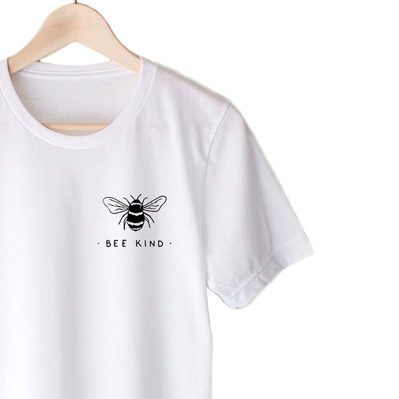 Bee Kind Pocket Print Tshirt Women Tumblr Save The Bees Graphic Tees Women Plus Size T Shirts Cotton O Neck Tops