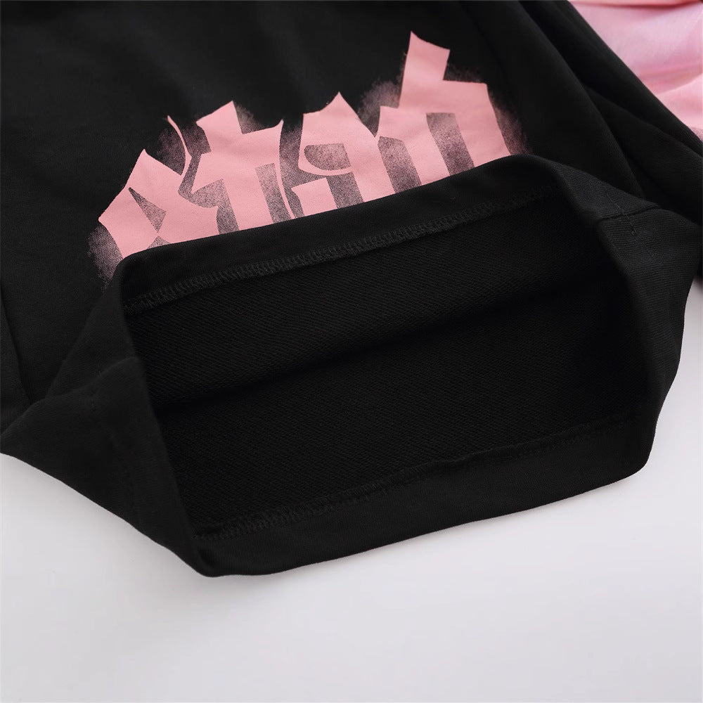 American Street Style Straight-Leg Shorts Men's Summer INS High Street Punk Loose Drawstring Elastic Waist Knee-Length Pants