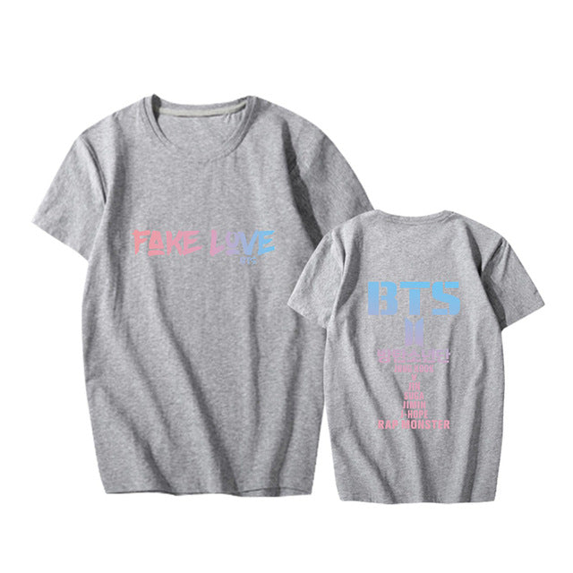 KPOP BTS Bangtan Boys Album Love Yourself Tear FAKE LOVE O-Neck Hip Hop Tshirt T Shirts Short Sleeve Tops T-shirt