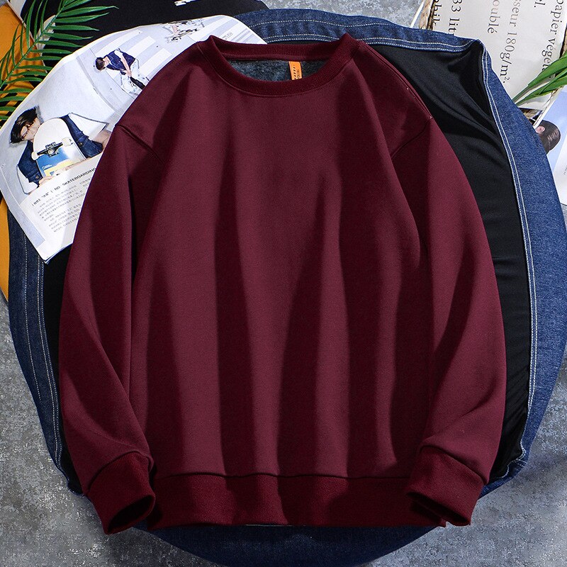 Spring Autumn New Mens Hoodie Casual Cotton Fleece Long Sleeve Men Sweatshirt Round Neck Multicolor Fashion Loose Tops 5XL