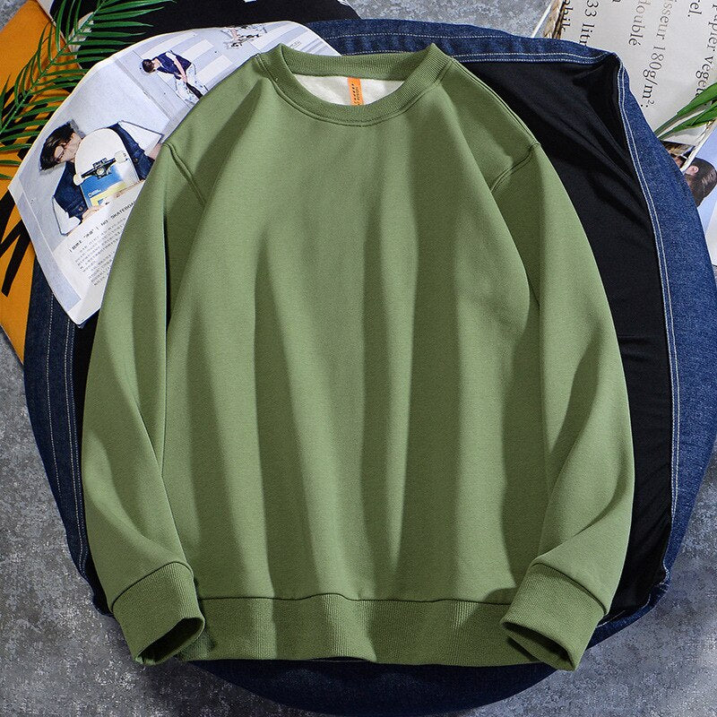 Spring Autumn New Mens Hoodie Casual Cotton Fleece Long Sleeve Men Sweatshirt Round Neck Multicolor Fashion Loose Tops 5XL