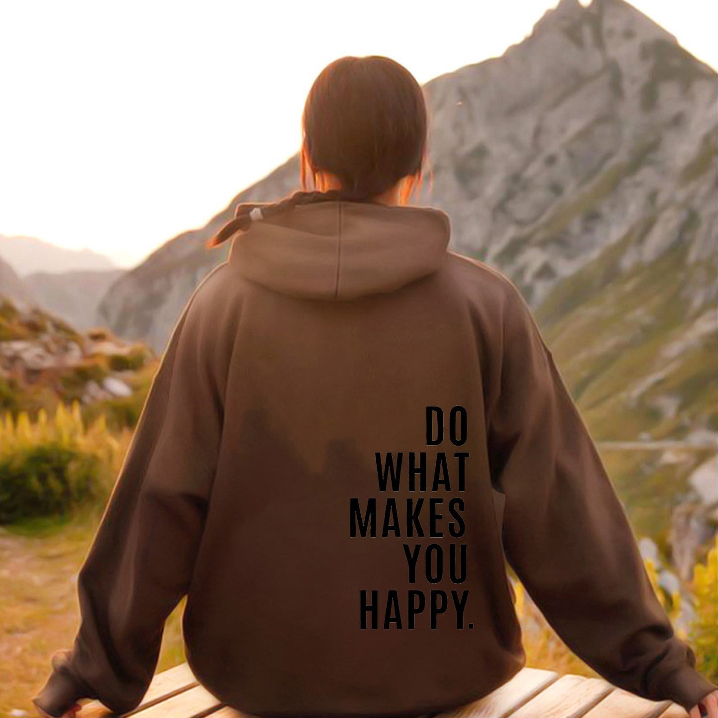 Do What Makes You Happy Hoodie with Dropped Shoulders