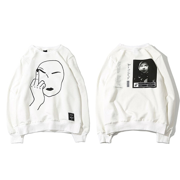 Sweatshirt Streetwear Print Middle Finger Men Hip Hop Pullover Sweatshirts Hoodie