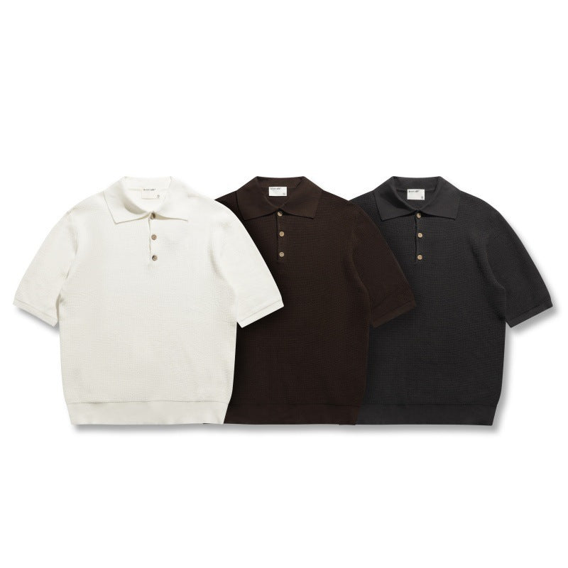 Solid color simple breathable short sleeved polo shirt