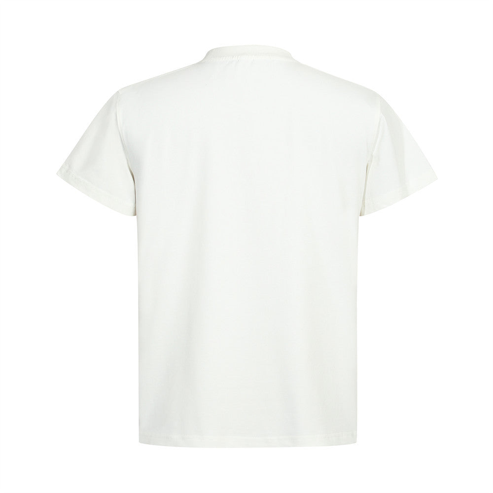 High Street Unique Short Sleeve T-Shirt Men's Summer INS Trendy Regular Shoulder Fitted Plant Flower Stamen Print Tee