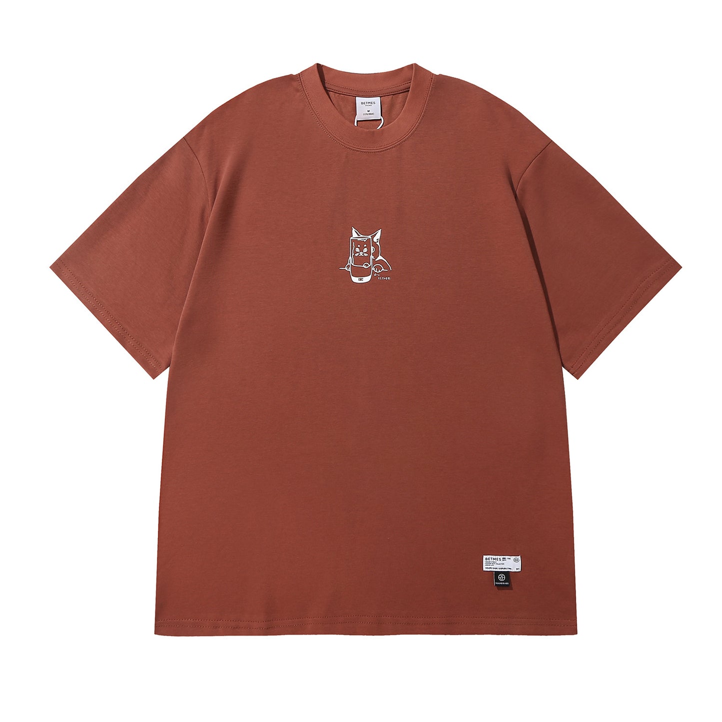 Simple and loose T-shirt for men and women with short sleeves