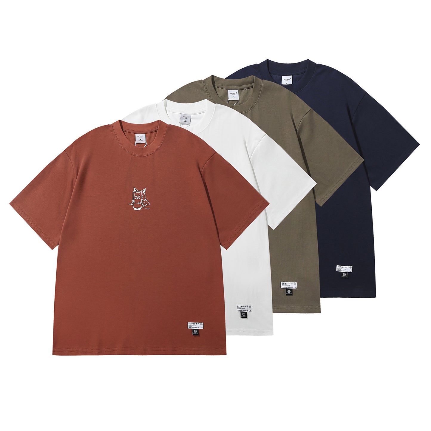 Simple and loose T-shirt for men and women with short sleeves