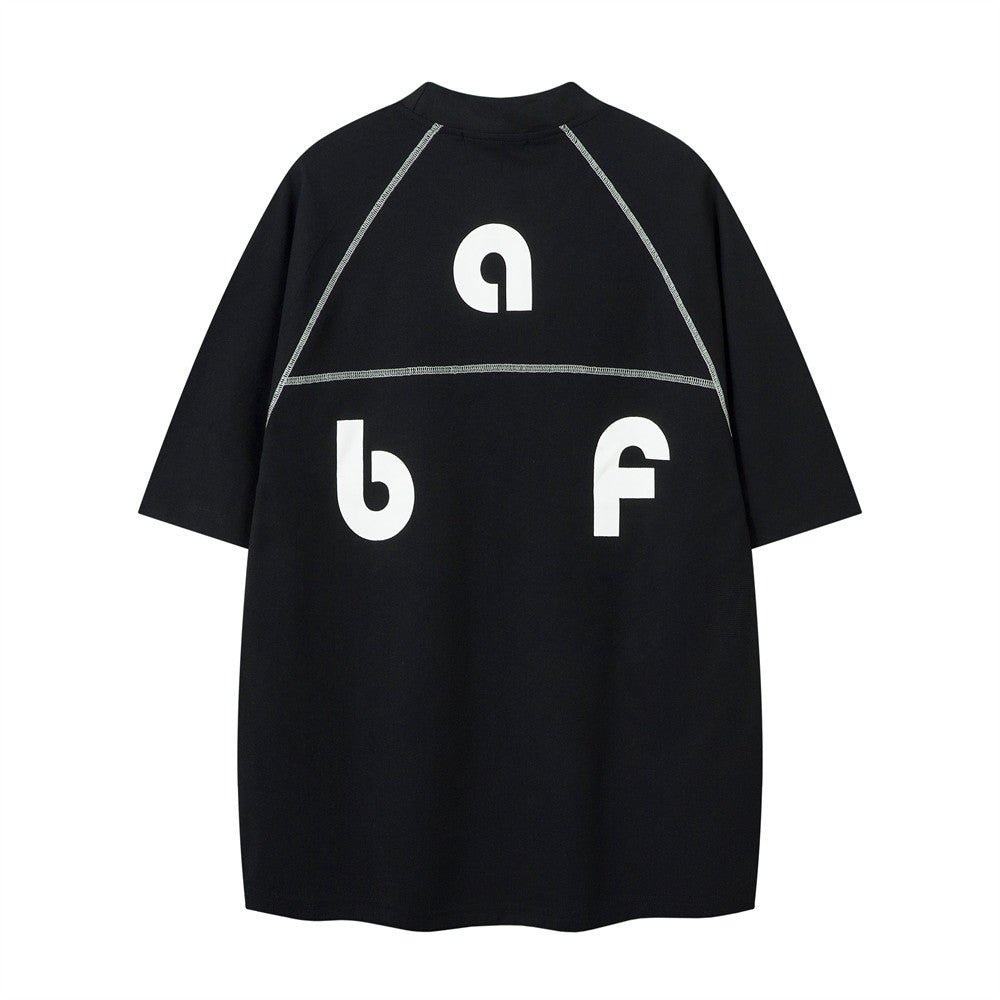 Cooling Sunscreen Antibacterial Sports Leisure Short Sleeve T-Shirt Men's Summer Top with Stitched Design and Letter Print