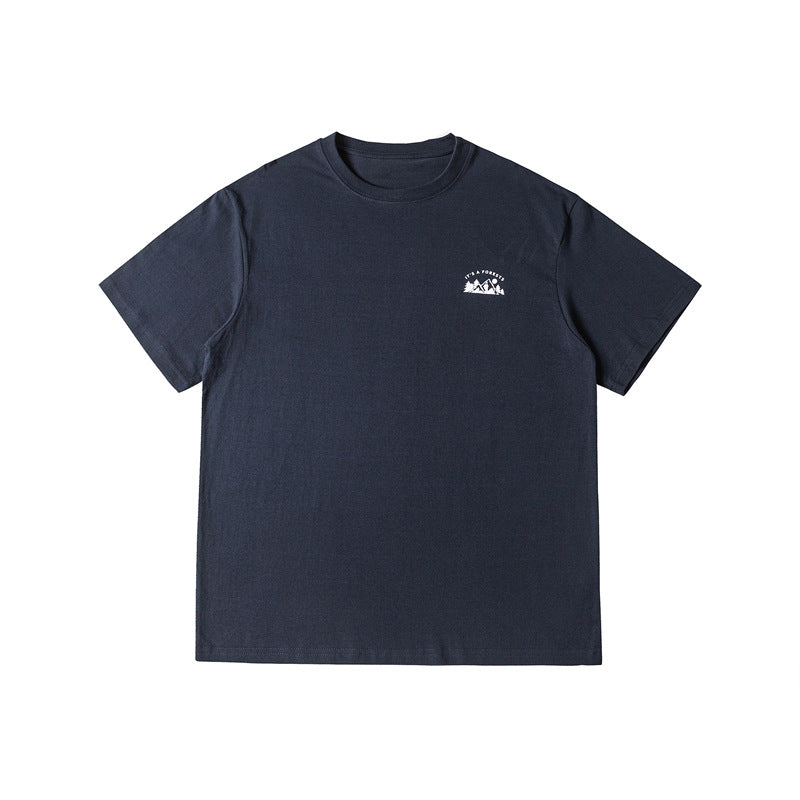 Camping Mountain Print Round Neck T-shirt Men's Short Sleeve