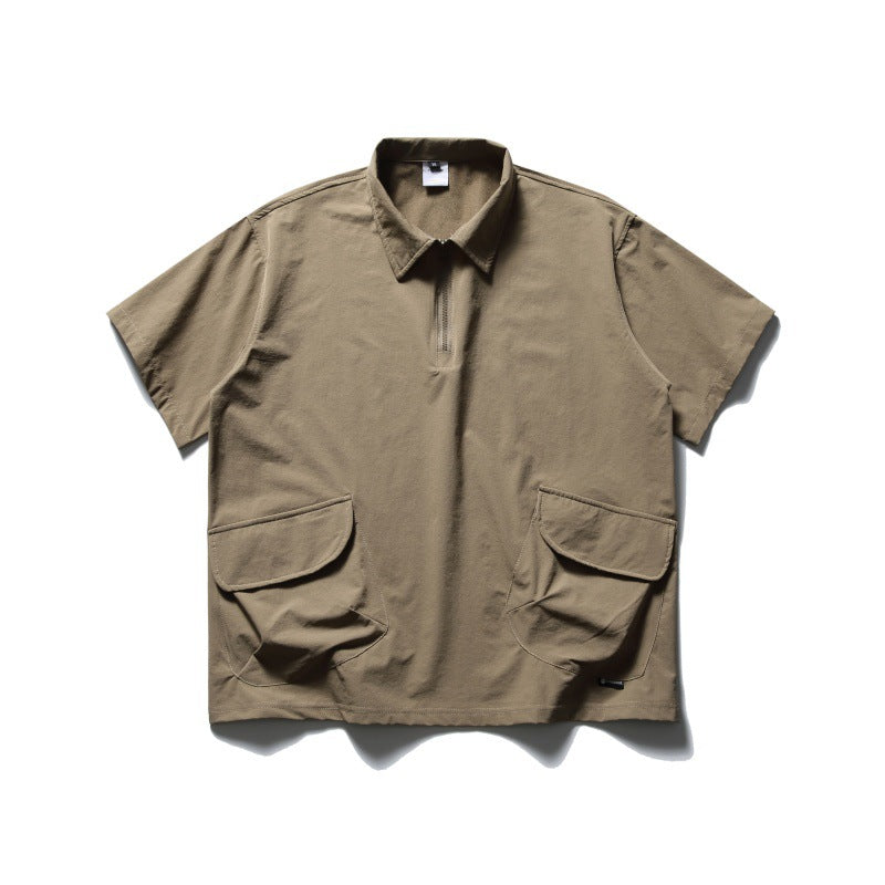 Polo shirt men's loose collar short sleeved shirt