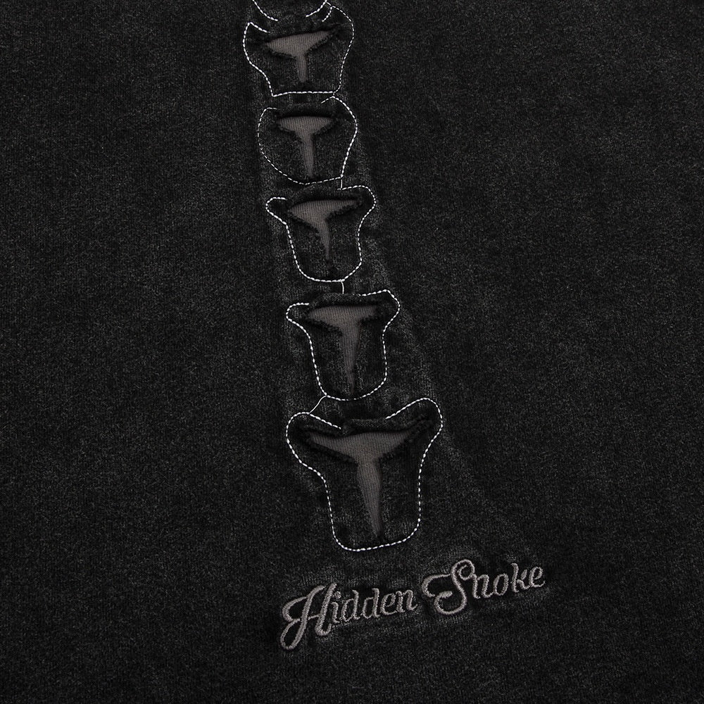 Hollow-out Skull Skeleton Short Sleeve T-Shirt Men's High Street Small Batch Vintage Washed Half Sleeve Top Summer