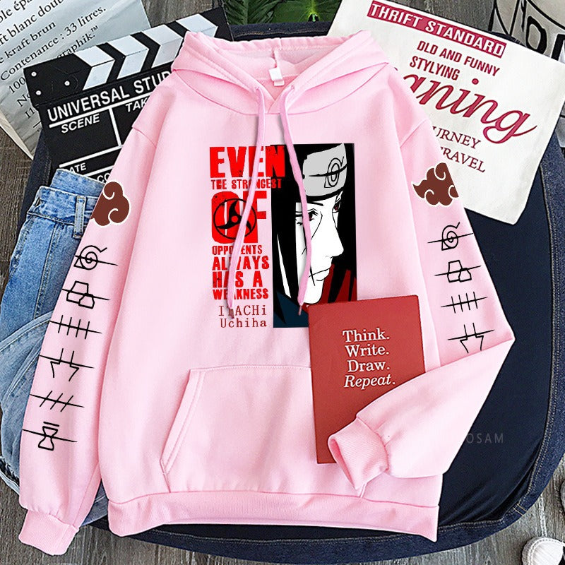 Naruto Itachi Writings Wheel Eye Anime Splice Plush Hoodie Cross border Hoodie Anime Hoodie