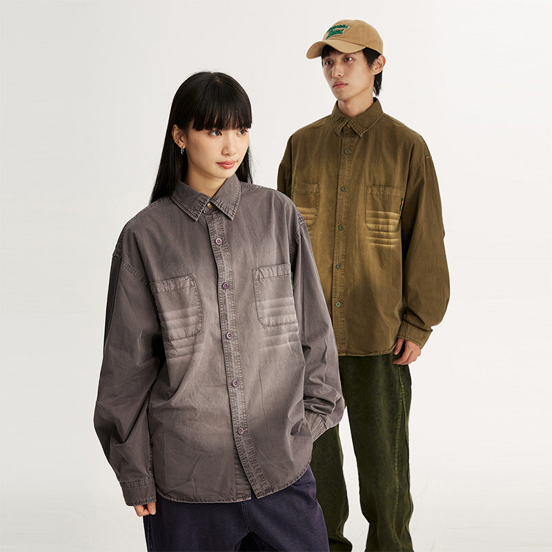 Vintage spray horse chestnut gradient casual shirt