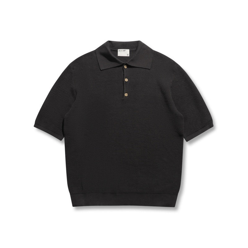 Solid color simple breathable short sleeved polo shirt