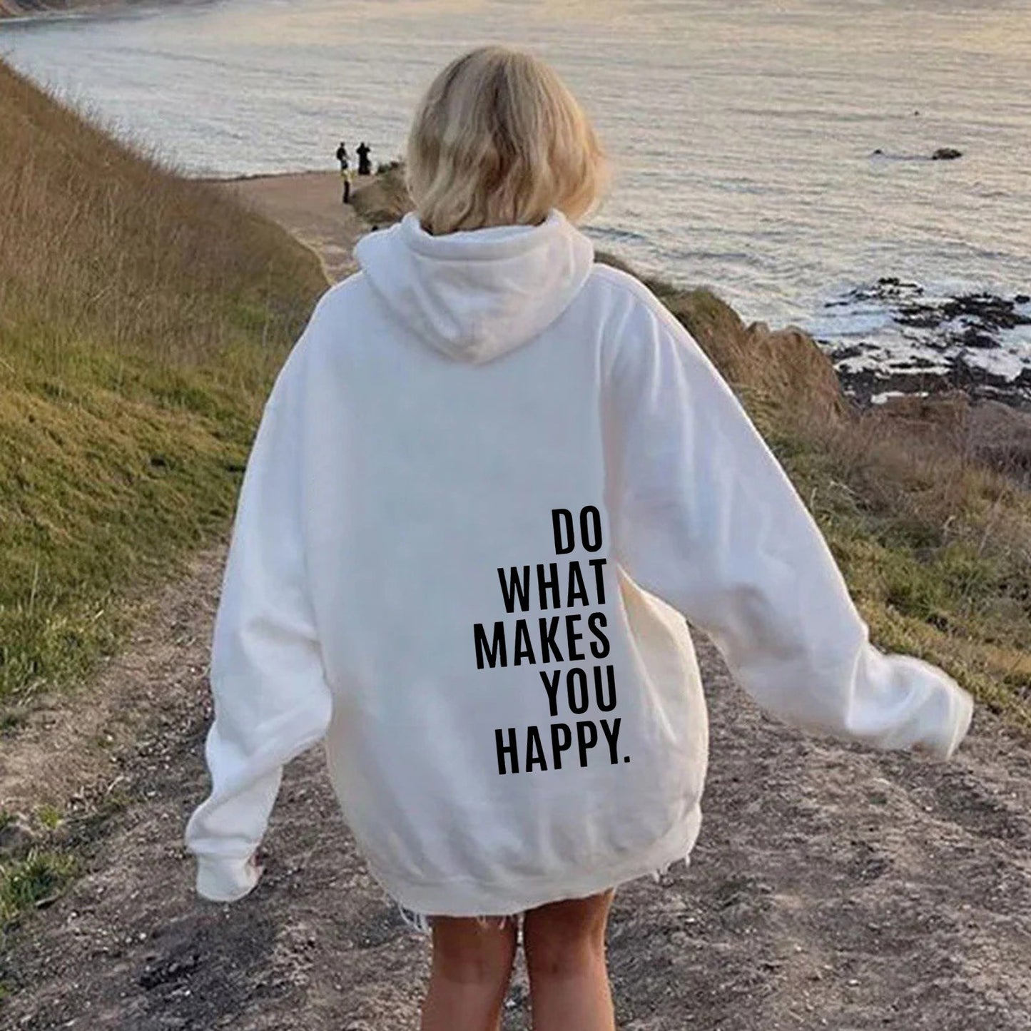 XS ---5XL European size off shoulder sleeves Do What Makes You Happy sweatshirt hoodie