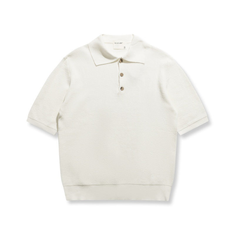 Solid color simple breathable short sleeved polo shirt