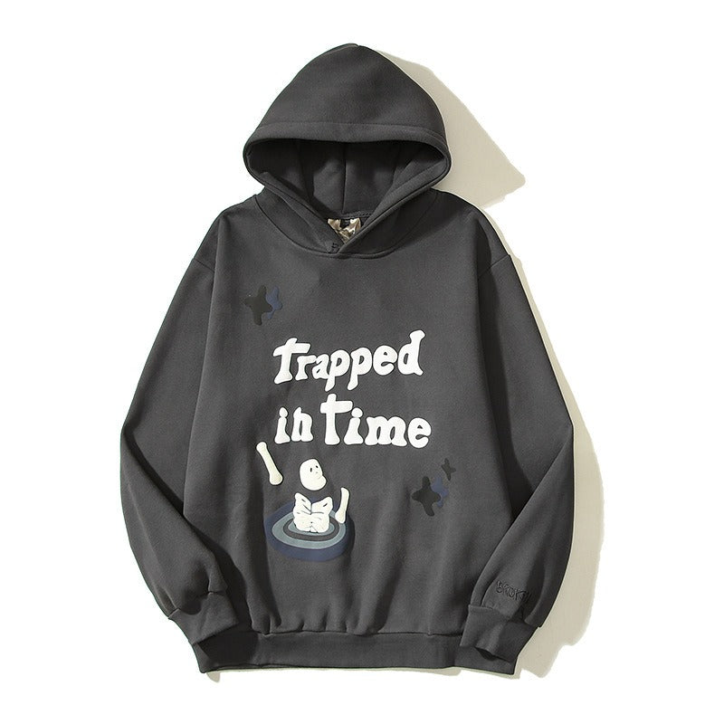 Europe and America High Street Travis Hip Hop Street Time Vortex Foaming Graffiti Letter Hoodie Guards Cotton Coat