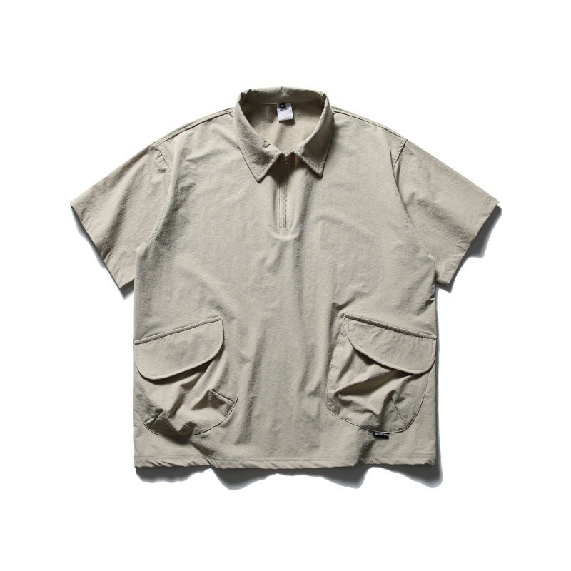 Polo shirt men's loose collar short sleeved shirt