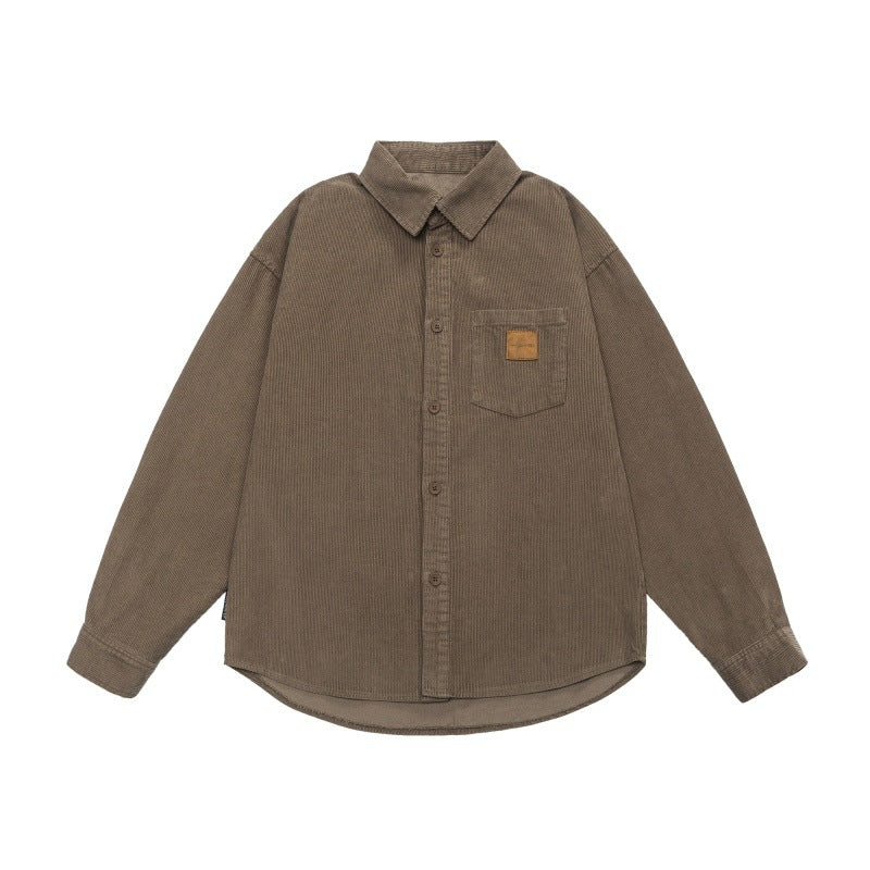 Simple solid color top men's lapel shirt