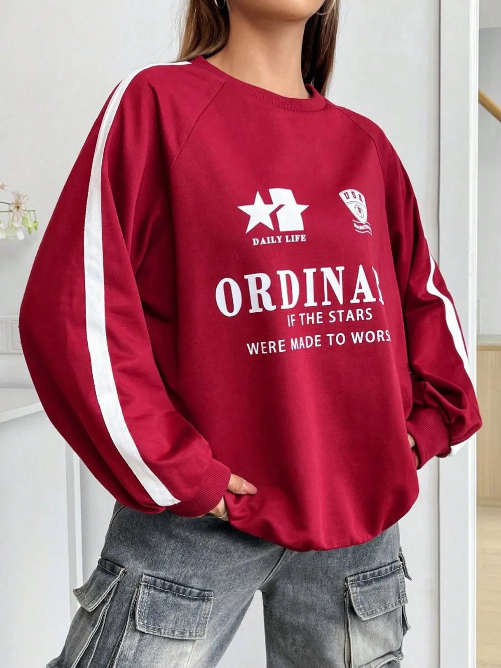 Women's Instagram casual versatile commuting printed long sleeved hoodie