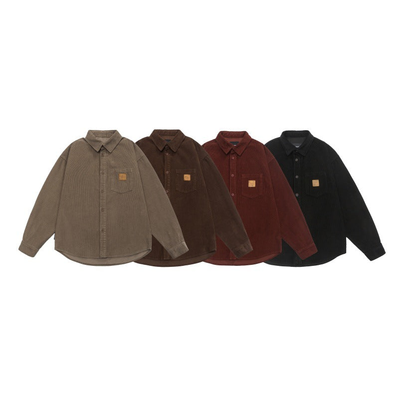 Simple solid color top men's lapel shirt