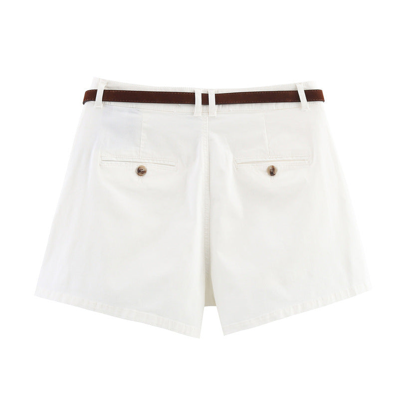 Summer New Style Women's Fashion Casual All-Match Waistband Solid Color Shorts