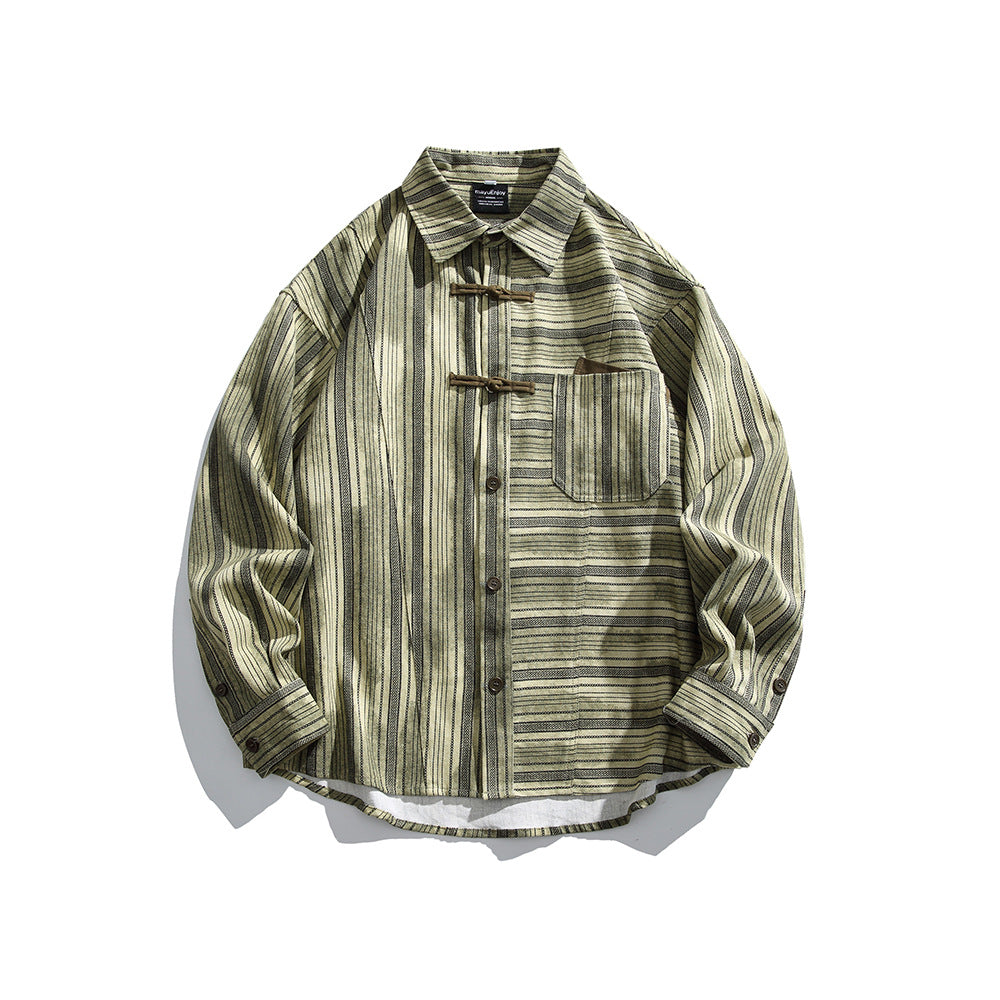 Buckled long sleeved striped shirt for men and women