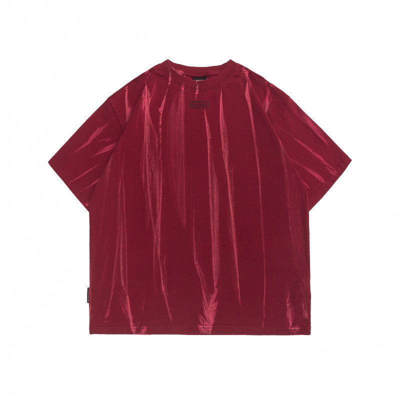 Washed and worn round neck T-shirt for men and women with short sleeves