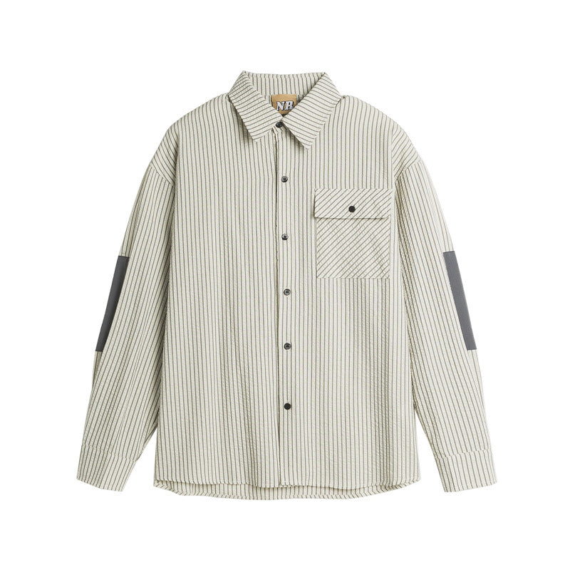 Minimally contrasting striped long sleeved men's casual shirt