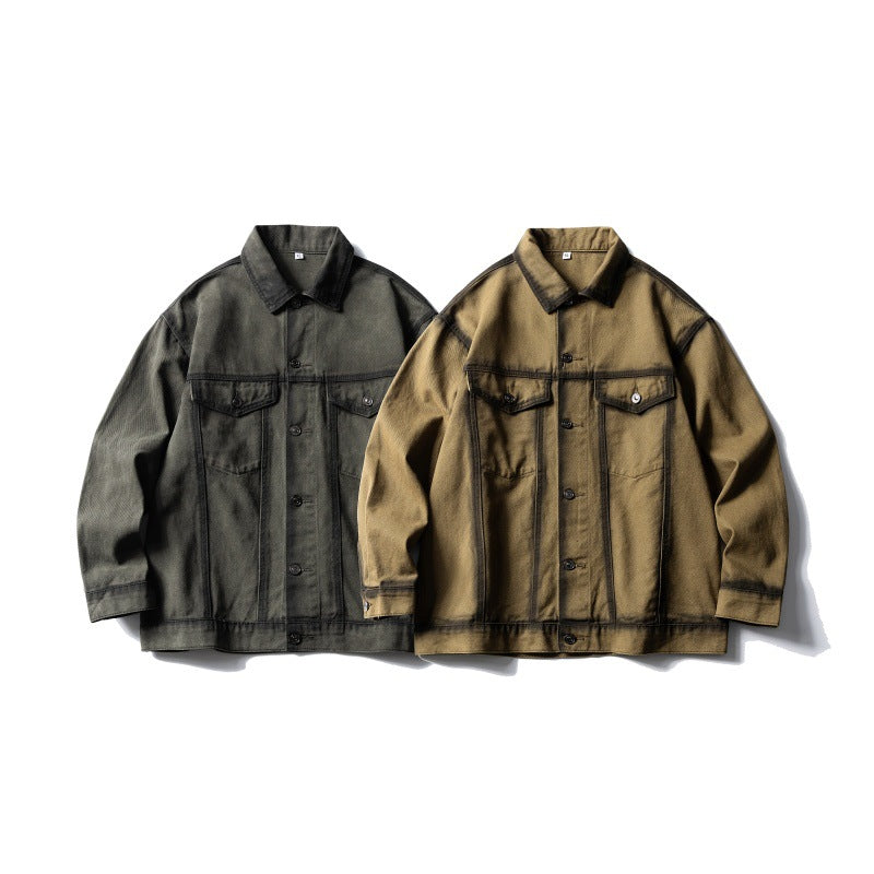 Used spray painted men's loose workwear shirt